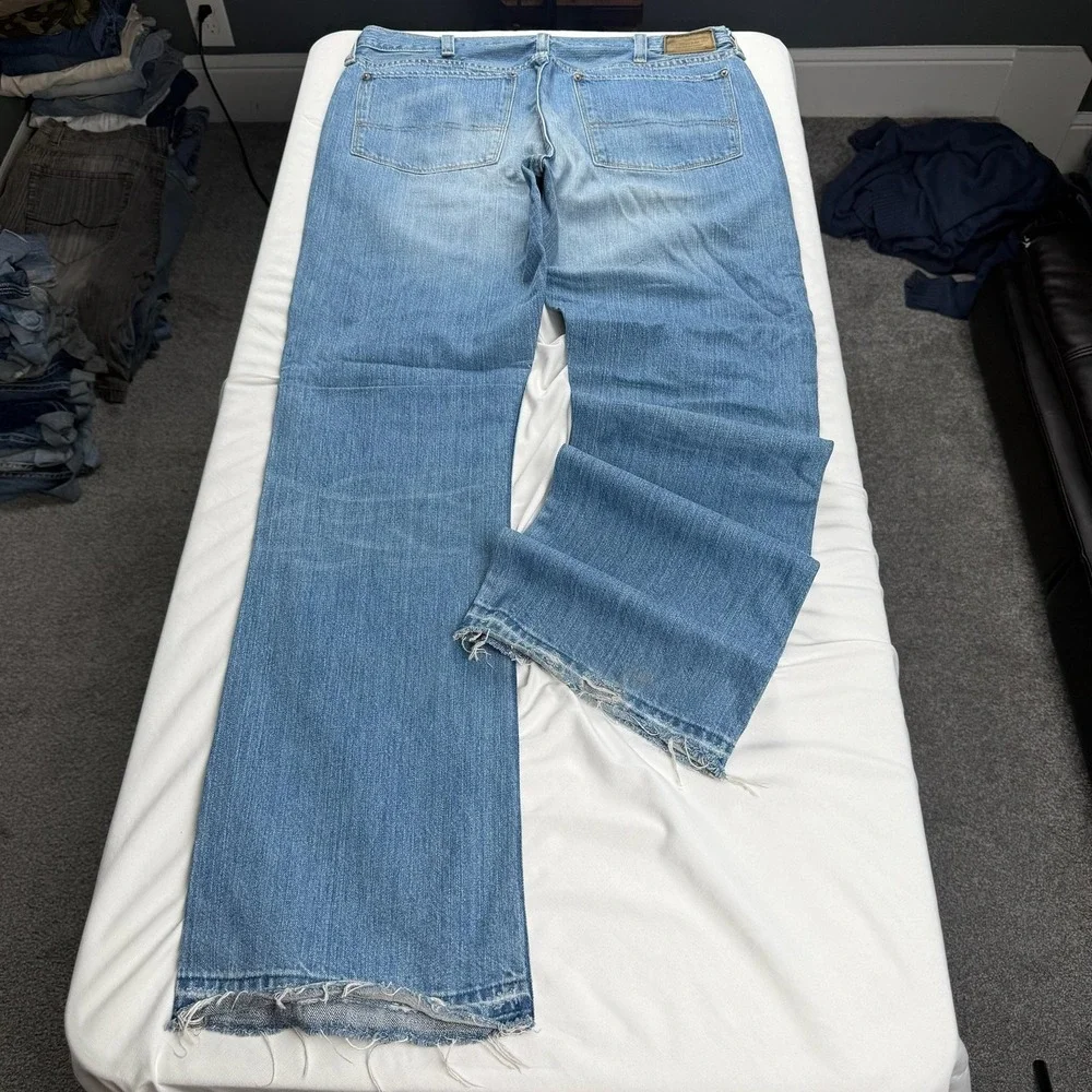 Polo Ralph Lauren Jeans Mens 38x34 Blue Light Wash Regular Bootcut Distressed